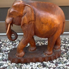 🐘象の置物 木製 インテリア【サイズ】約45×48×20cmの画像