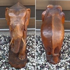 🐘象の置物 木製 インテリア【サイズ】約45×48×20cmの画像