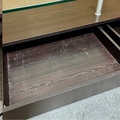 ニトリ　ガラステーブル　引出し収納付きの画像