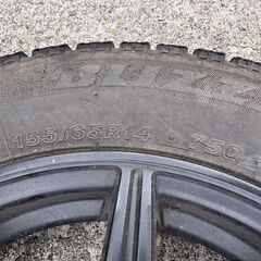 ALTA 14インチ 155/65　ブラックホイールセット　ブリジストンの画像