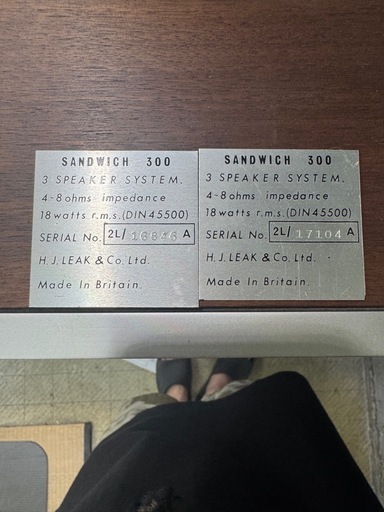 最終値下げ　LEAK sandwich300 ペア 配線付き 音出し確認済み