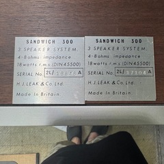 LEAK sandwich300 ペア 配線付き 音出し確認済みの画像