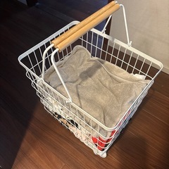 tosca 《 山崎実業 ランドリーワゴン+バスケット トスカ 》 大小洗濯かご2個とワゴンの3点セットの画像
