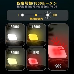 防災グッズ LEDランタン キャンプライト高速充電対応 4色調光 IP65防水の画像