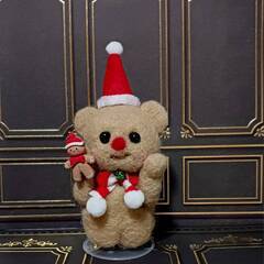 羊毛フェルト クリスマス　可愛いクマさん スタンド・ケーキ付きの画像