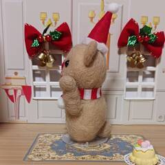 羊毛フェルト クリスマス　可愛いクマさん スタンド・ケーキ付きの画像