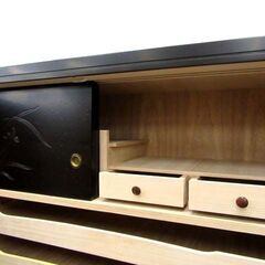 鎌倉彫 和箪笥 幅118×奥行45×高さ179cm カギ付属 引出し収納付き 伝統工芸 昭和レトロ 衣類収納 収納家具 タンス たんす 苫小牧西店の画像