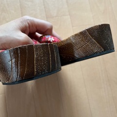ほぼ未使用　美脚下駄  桐下駄　花柄鼻緒 Mの画像