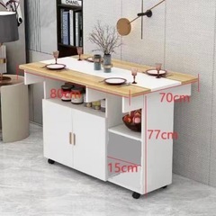 未使用品 1箇所傷あり　VEEZHA カウンターテーブル ダイニングテーブル キッチン カウンター収納 カウンターテーブル 80cm バタフライカウンター (白)の画像