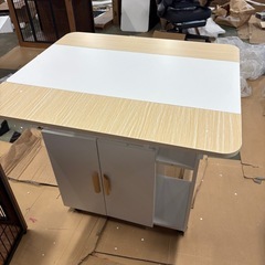 未使用品 1箇所傷あり　VEEZHA カウンターテーブル ダイニングテーブル キッチン カウンター収納 カウンターテーブル 80cm バタフライカウンター (白)の画像