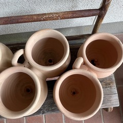 希少　素焼きの壺型ハンギング鉢　植木鉢の画像