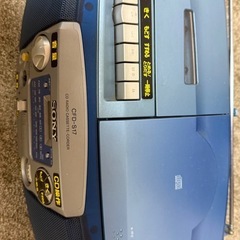 ラジカセ青色　CDプレーヤー　ラジオ　カセットレコーダーの画像