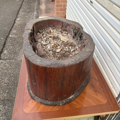 木製火鉢★レトロ★メダカや観葉植物などにもの画像