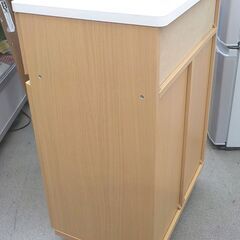 ペールカウンター 幅58.5㎝ キャスター・引き出し付き 16L×2コ 木製 ナチュラル 2分別ごみ箱 家具調ゴミ箱 ダストボックス 西岡店の画像