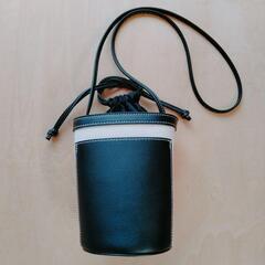 新品　帆布×フェイクレザー　黒ショルダーバッグの画像