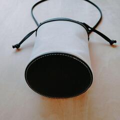 新品　帆布×フェイクレザー　黒ショルダーバッグの画像