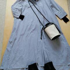 新品　帆布×フェイクレザー　黒ショルダーバッグの画像