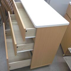 3段 木製 チェスト 幅80.5㎝ 高さ85㎝ キャスター付き ナチュラル 衣類収納 箪笥 タンス 西岡店の画像