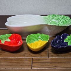 野菜型陶器 食器 白菜 いちご 葡萄 とうもろこし 昭和レトロ うつわ 当時物の画像
