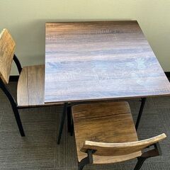 極美品！2人用ダイニングセット テーブル＆椅子2脚 幅70cm×70cm×高75cm ブラウン ①の画像