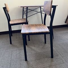 極美品！2人用ダイニングセット テーブル＆椅子2脚 幅70cm×70cm×高75cm ブラウン ①の画像