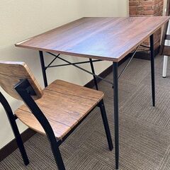 極美品！2人用ダイニングセット テーブル＆椅子2脚 幅70cm×70cm×高75cm ブラウン ①の画像