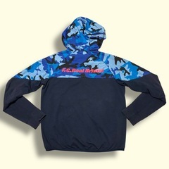 ✨希少・人気✨ F.C.R.B ブルーカモ 切替 ジップ パーカー Sの画像