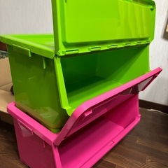 【交渉中】衣装ケース、おもちゃ収納など。ピンク、グリーン。の画像