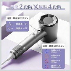 新品 ドライヤー 大風量 5億高濃度マイナスイオン 温冷リズム ヘアケア PSEの画像