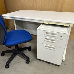 ☆オフィス家具3点セット　平机＋ワゴン＋オフィスチェア　幅120cmの画像