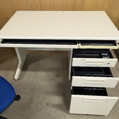 ☆オフィス家具3点セット　平机＋ワゴン＋オフィスチェア　幅120cmの画像