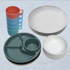 キャンプ BBQ お皿3種とコップの5人分セットの画像