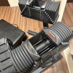 パワーブロックPROEXPウレタンコート（片側41Kg）、専用スタンド、ダンベルミット×2の画像