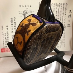 三線　真壁型　ユシギ本皮一枚張りの画像