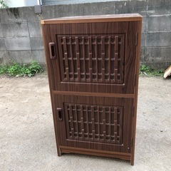 昭和レトロ❣️ヴィンテージ 木製レコード収納キャビネット 100枚以上収納可能！ 47cm×40cm×高さ82cmの画像