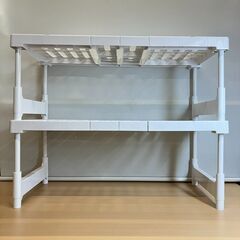 伸縮押入れ整理棚（幅75～105cm）ホワイト・２個セットの画像