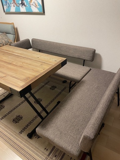 ダイニングベンチ　チェア　L字型　2脚セット　【75,000円相当】