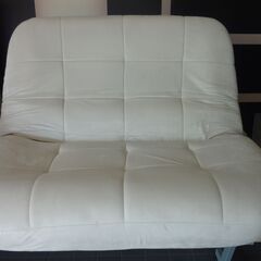 2-6　未使用/新品　アウトレット特価　座椅子 2人掛け 5段階リクライニング 立体構造 へたりにくいポケットコイル 広々座面 ローソファ ソファー ソファ ベロア生地 の画像