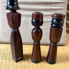アイヌ 木製彫刻 人物像 セットの画像