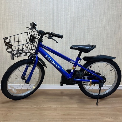 【受付終了】RENAULT 子供用自転車 18インチ 前カゴ付き 青