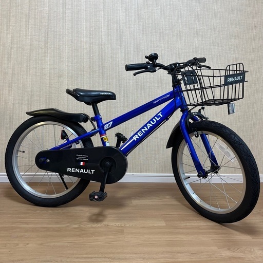【受付終了】RENAULT 子供用自転車 18インチ 前カゴ付き 青