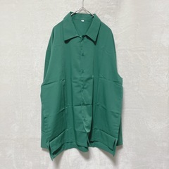 メンズ 長袖シャツ トップス グリーン カジュアルシャツ Lサイズの画像