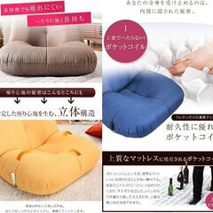 2-9　※取引中/売約済***********　未使用/新品　 座椅子 BIGサイズ レバー式 無段階リクライニング ポケットコイル 無音ギア チャーム グレージュの画像