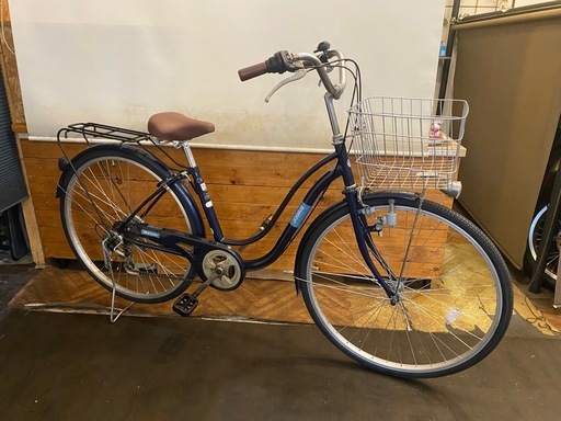 27インチ　6段自転車　ネイビー　LEDライト