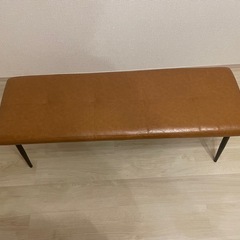 ダイニング　ベンチ　レザーキャメルの画像
