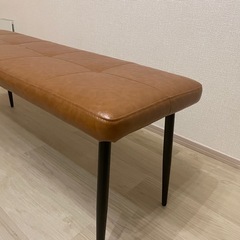 ダイニング　ベンチ　レザーキャメルの画像