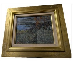 風景画 金色フレーム サイン入りの画像