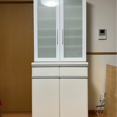 ニトリ 食器棚  ホワイト 横幅80の画像