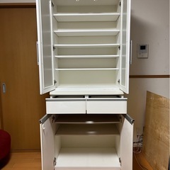 ニトリ 食器棚  ホワイト 横幅80の画像