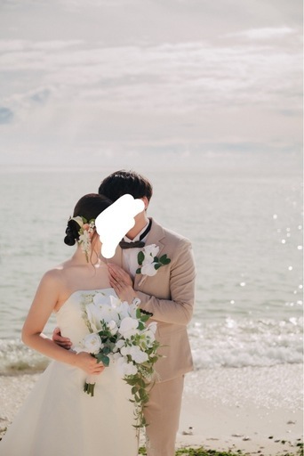 造花ブーケとブートニアセット　ホワイト/白